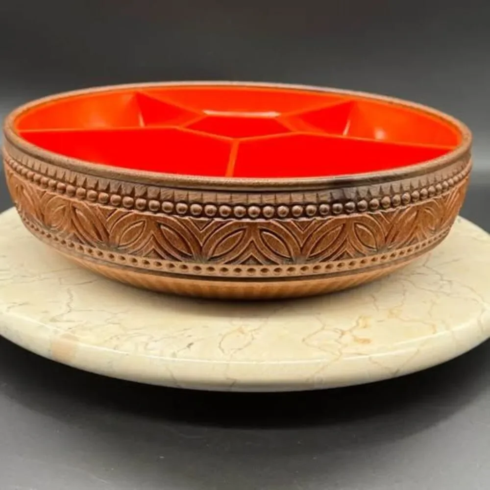 Vintage EMSA West Germany Orange Divided Serving Tray Relish Dish MCM
